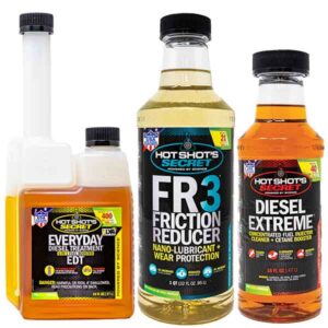 16-ounce twin-neck EDT bottle, 32 ounce FR3 bottle and 16-ounce Diesel Extreme bottle