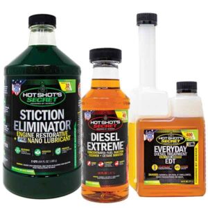 64-ounce bottle of Stiction Eliminator, 16-ounce bottle of Diesel Extreme and 16-ounce twin-neck bottle of EDT