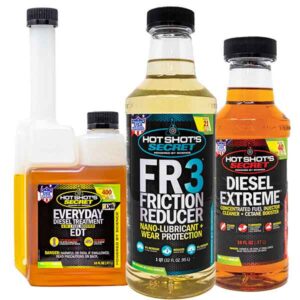 16-ounce twin-neck bottle of EDT, 32-ounce bottle of FR3, 16-ounce bottle of Diesel Extreme